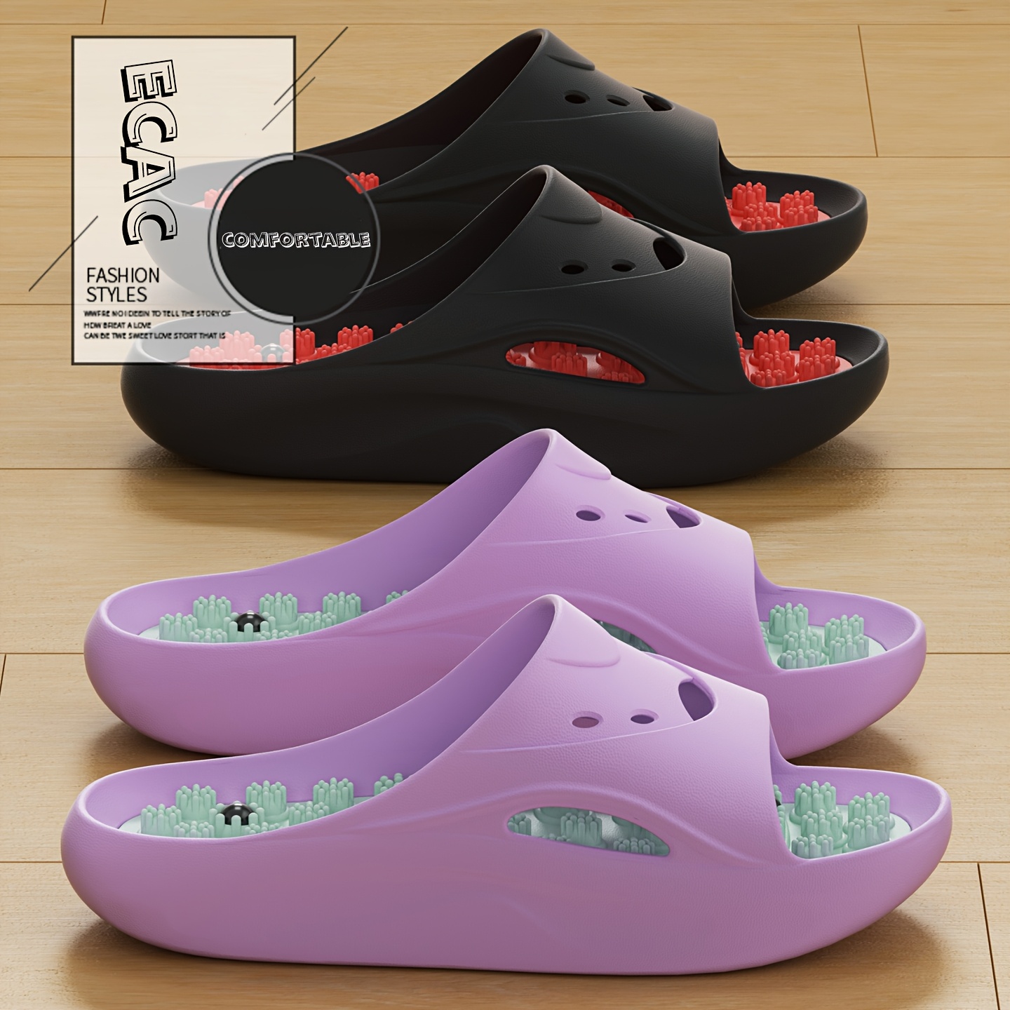 Women'S Shoes To Men'S - Kadın Erkek EVA Masaj Terlikleri Kalın