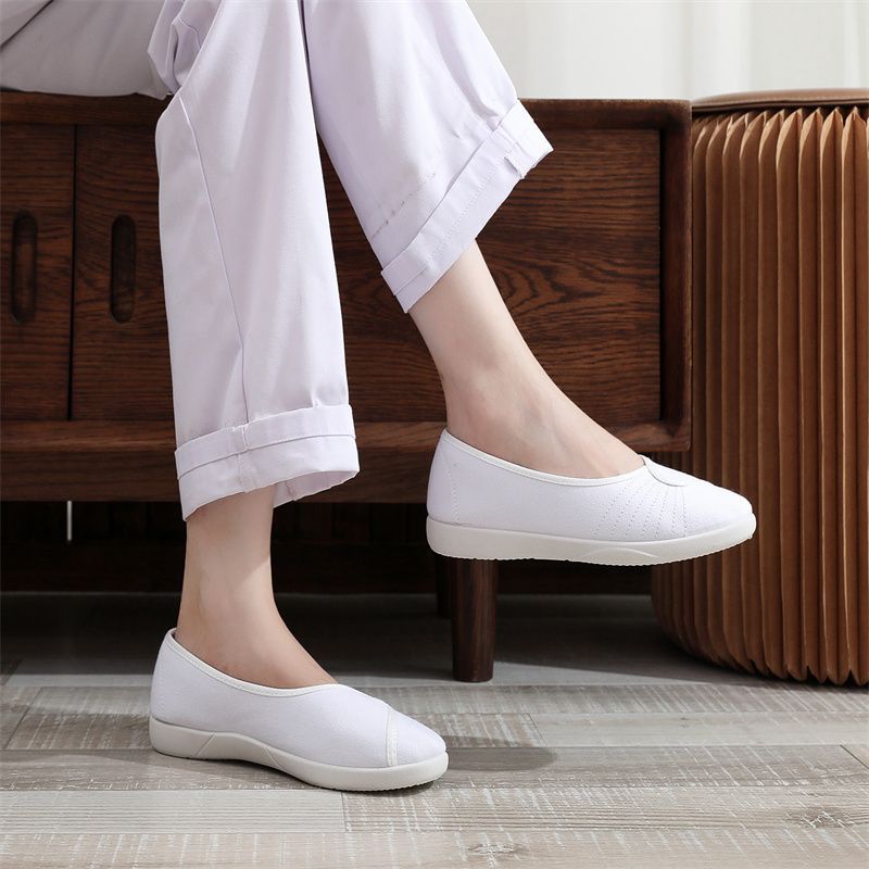 Women'S Shoes For Standing All Day - Yumuşak Kumaş İş Ayakkabısı Kadın Beyaz