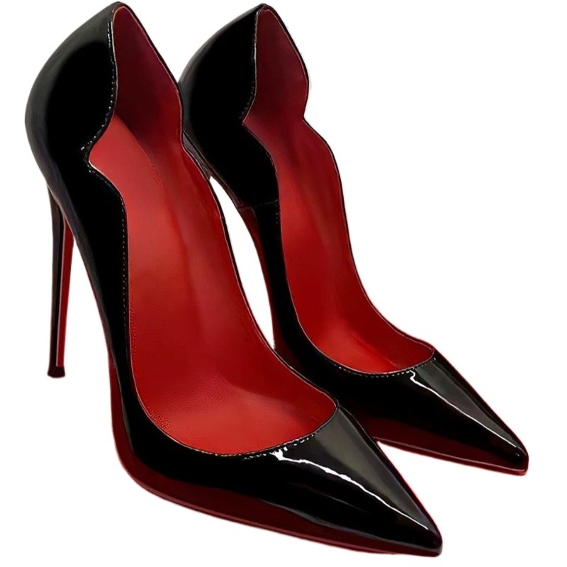 Women'S Shoes Professional - İnce Topuklu, Siyah Rugan Deri, Kadınlar