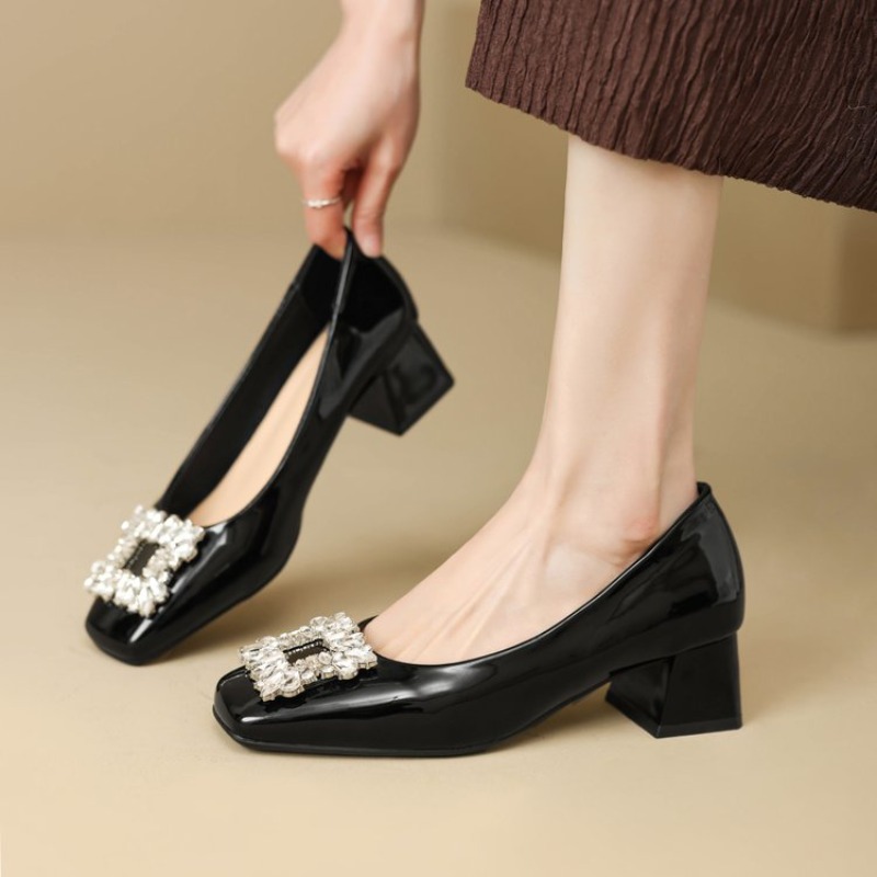 Women'S Shoes Professional - Sığ Ağızlı Kare Burunlu Yapay Elmaslı